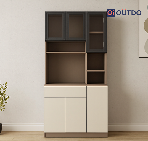 Crockery Combination Unit (Open Shelves & Shutters)