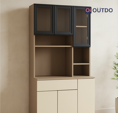 Crockery Combination Unit (Open Shelves & Shutters) 2