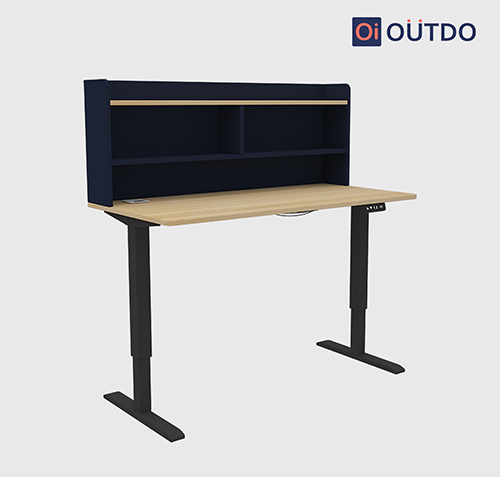 Height-Adjustable Study Table with Bookshelf