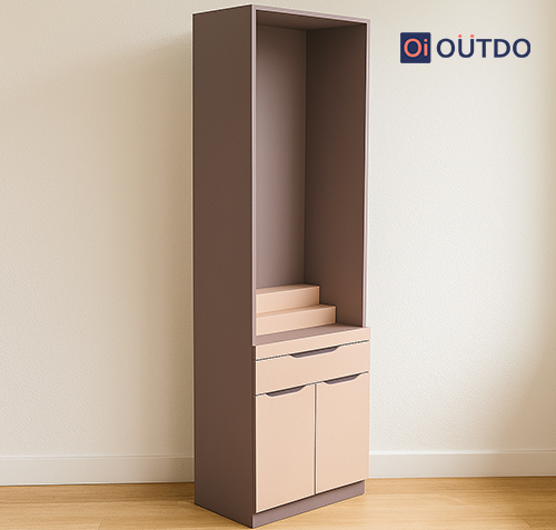 Handle-less Mandir with Tray & Steps