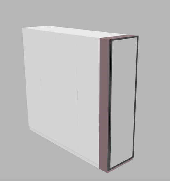 Wardrobe-Side Dressing Unit with Mirror Shutter
